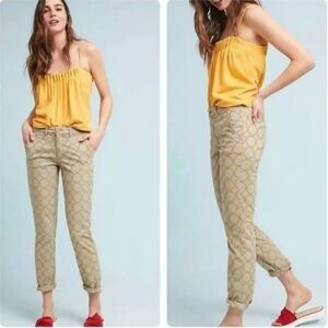 Anthropologie Chino Women's Relaxed Circle Embroidered Chino Pants Size 29